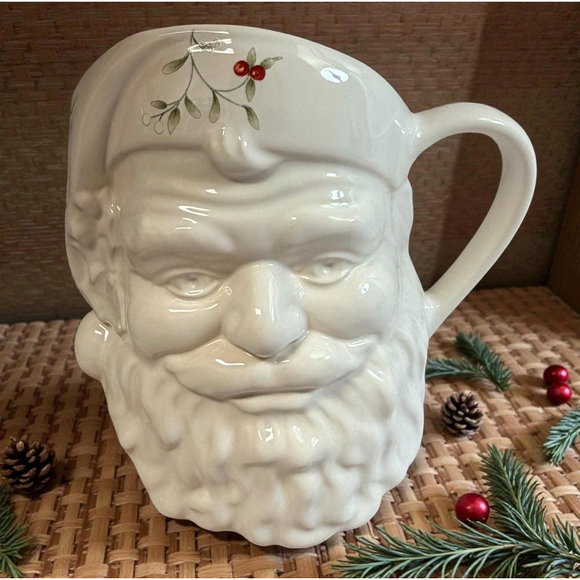 Pfaltzgraff Other - Vintage Pfaltzgraff Santa Face Mug USA Christmas Holly Ceramic Coffee Cup